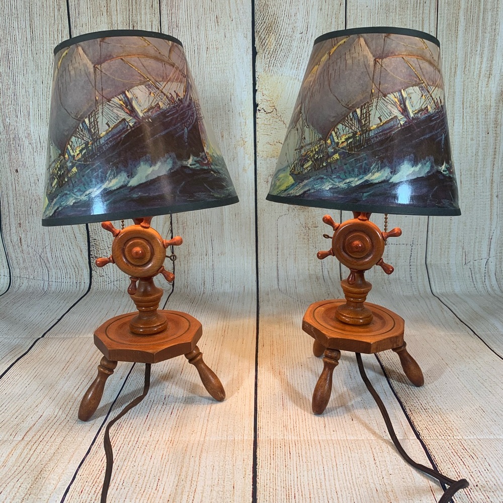 Vintage 1950s Leviton mid century Nautical lamps